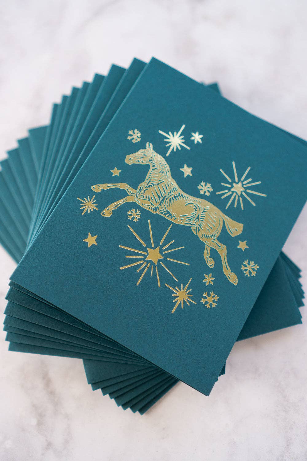 Horse, Stars & Snowflakes Foil Stamped Cards, Set of 8