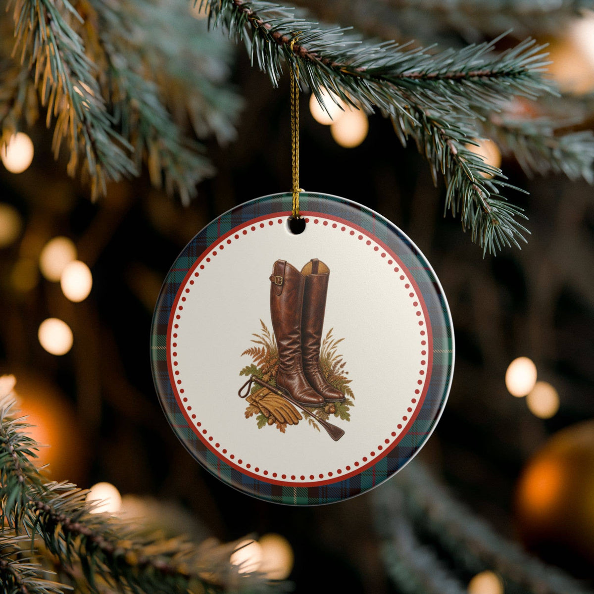 English Equestrian Riding Boots Christmas Ornament