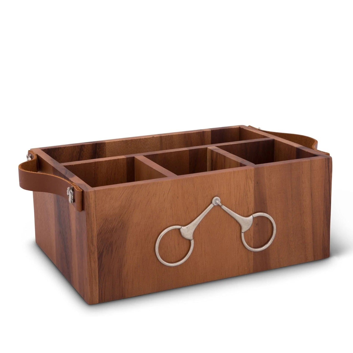 Vagabond House Horse Bits Leather Handles Flatware Caddy