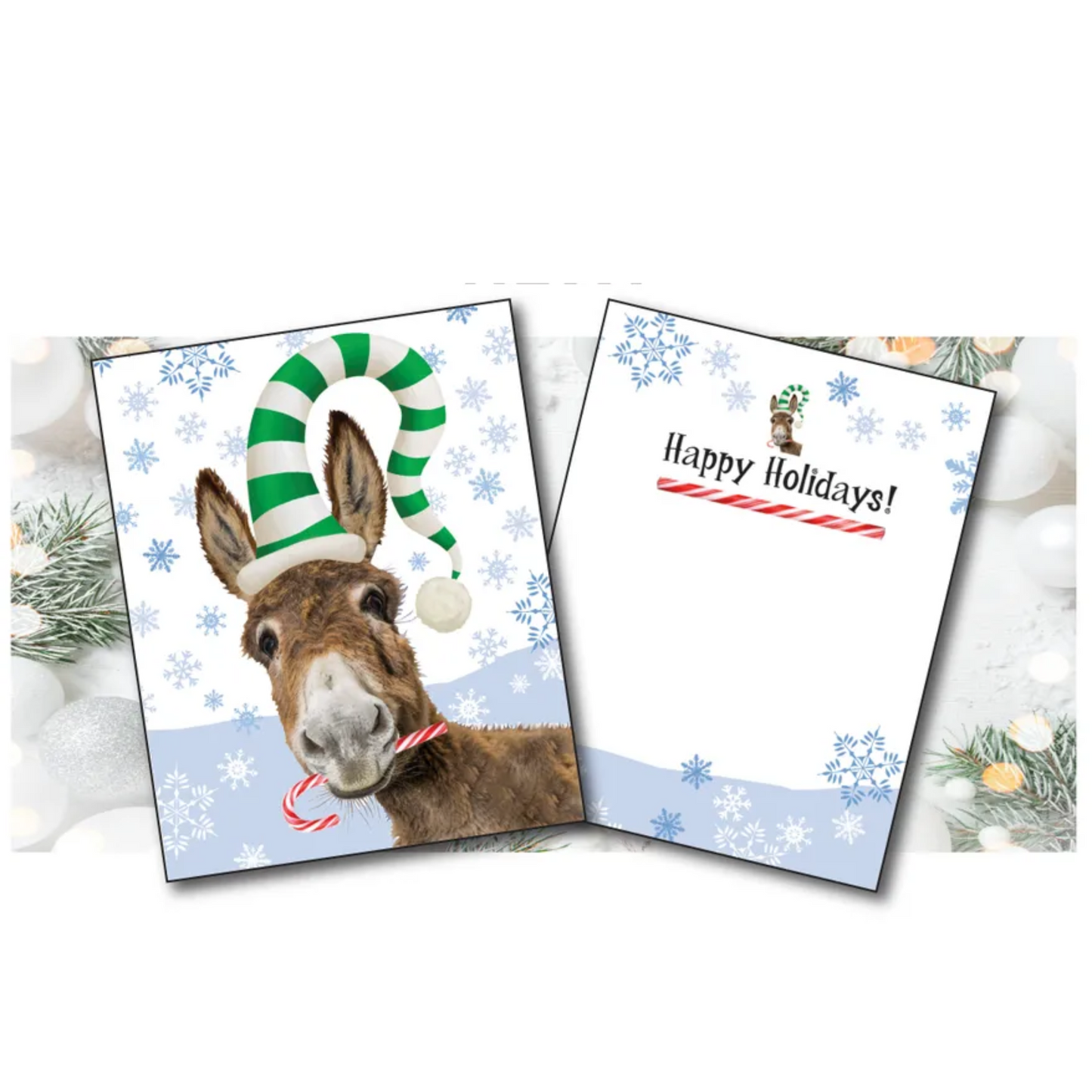 Horse Hollow Press Donkey Candy Cane Card