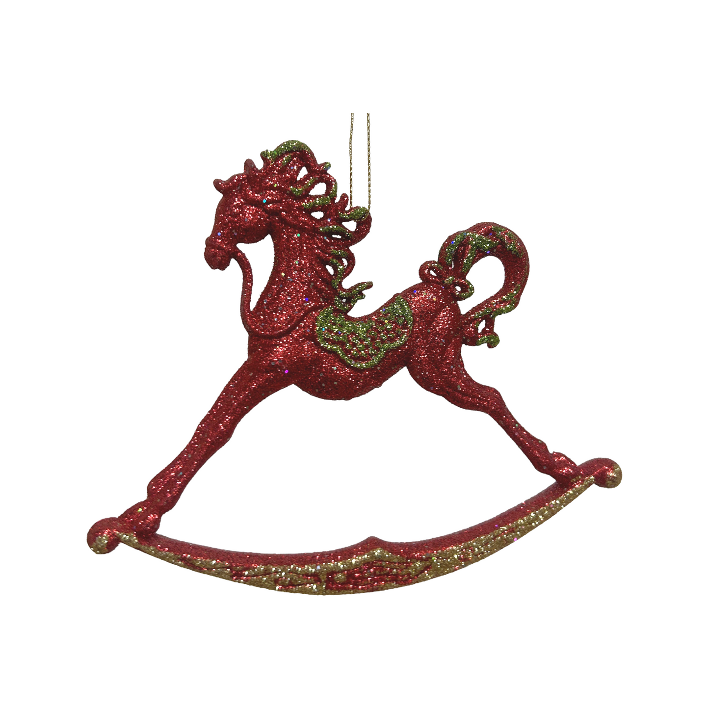 Red Glitter Rocking Horse Ornament