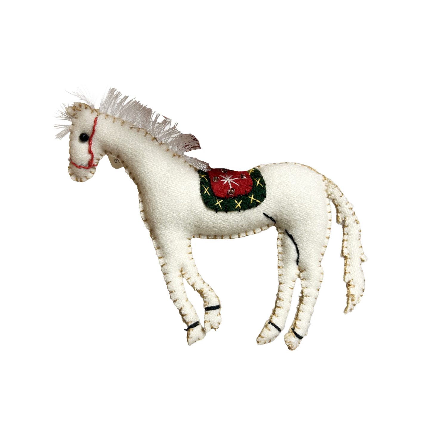 White Fabric Horse Ornament