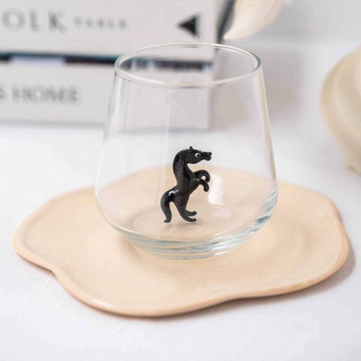 Black Wine Pony Stemless Wine Glasses - Set of Four