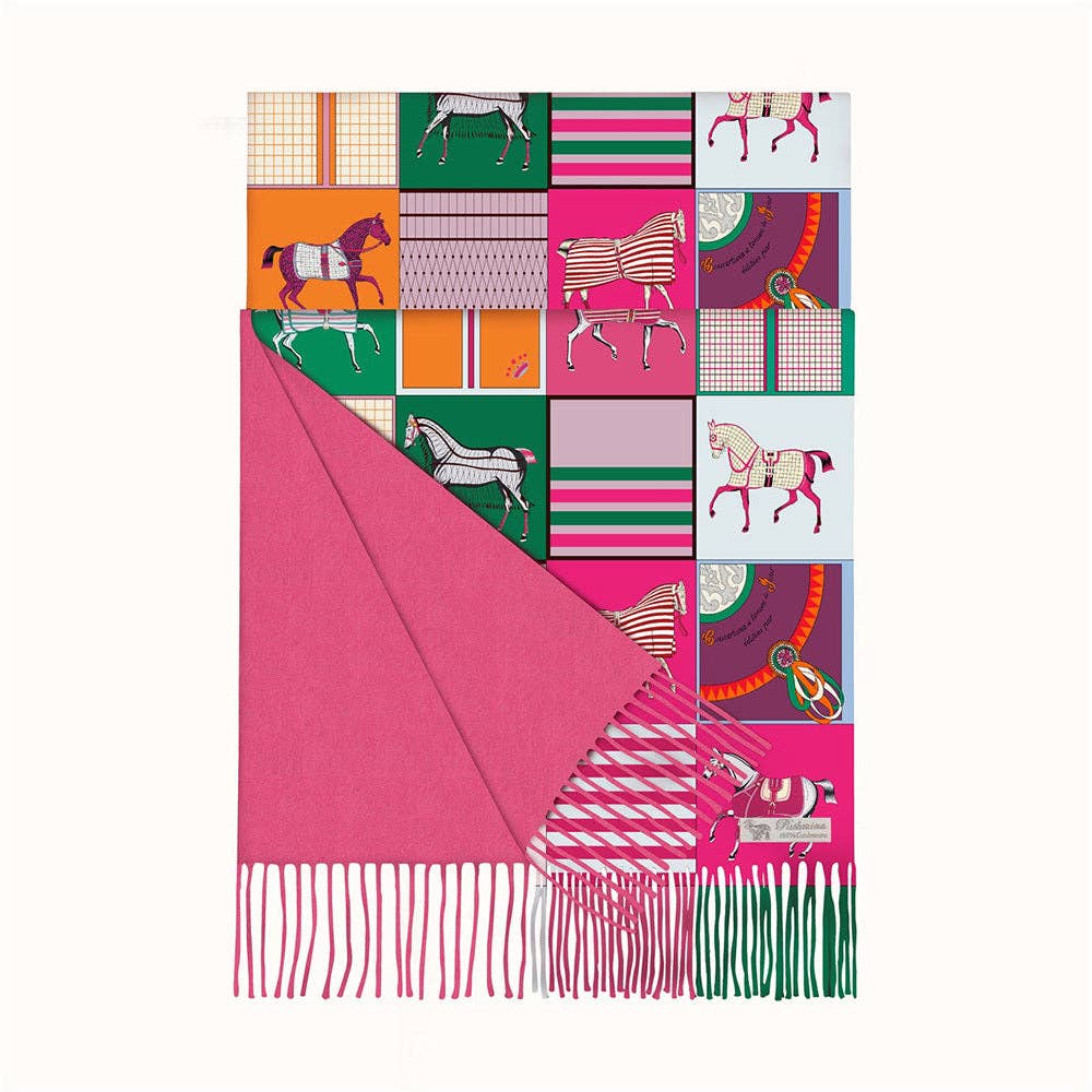 AWST Int'l Horses in Blankets Acrylic Cashmere Scarf
