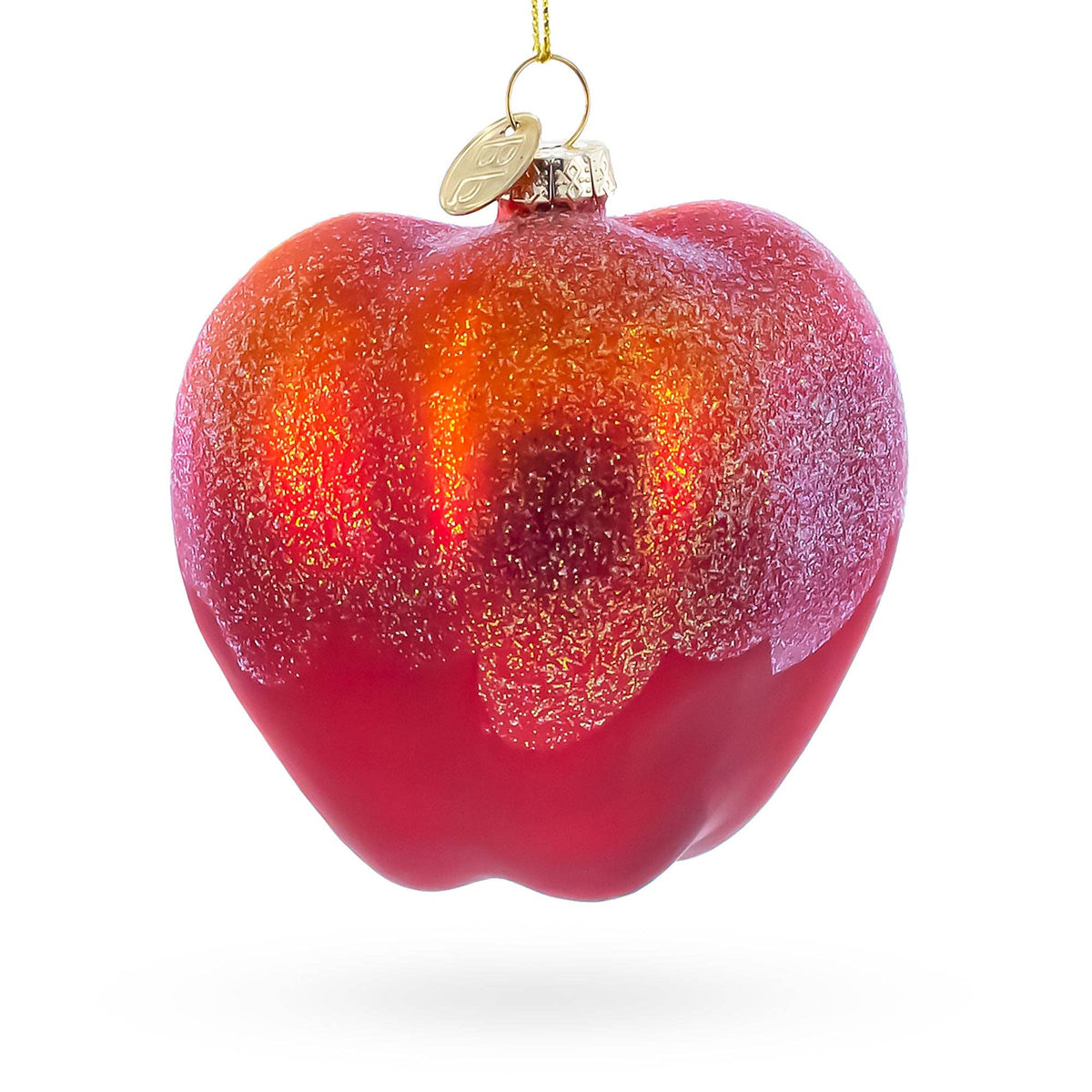 Red Apple Half with Seeds Glass Christmas Ornament