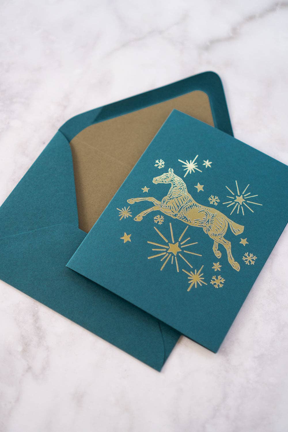 Horse, Stars & Snowflakes Foil Stamped Cards, Set of 8