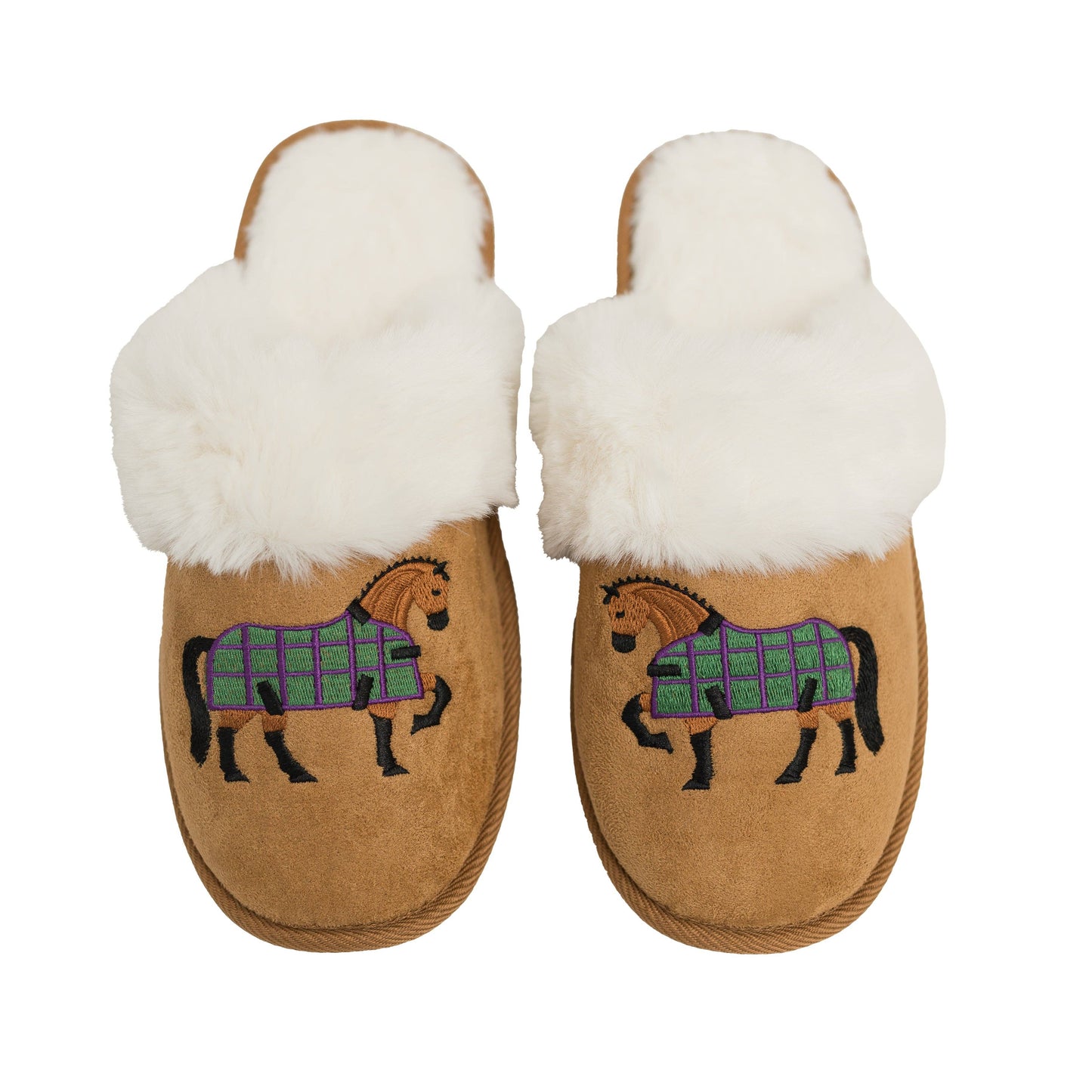 Bay Horse Faux Fur Suede Slippers