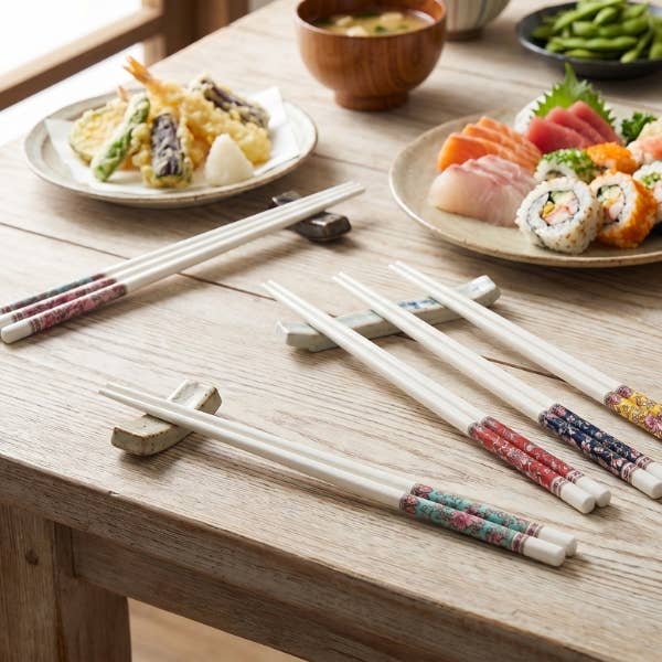 Floral Bone China Chopsticks Set of 5