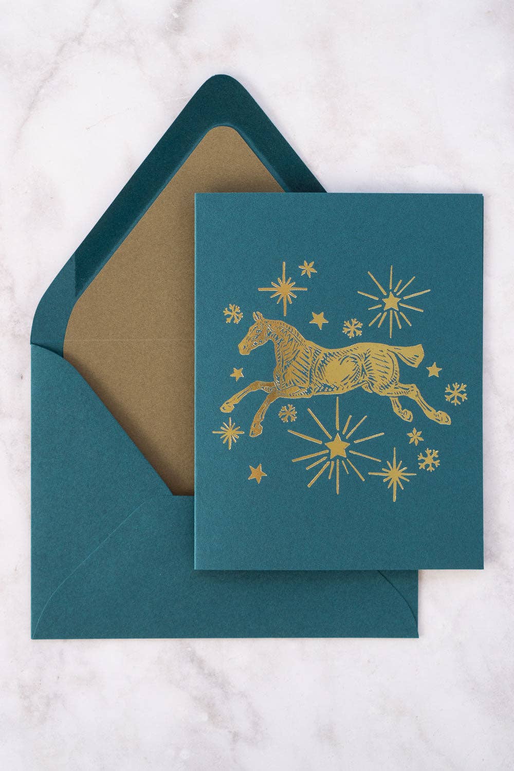 Horse, Stars & Snowflakes Foil Stamped Cards, Set of 8
