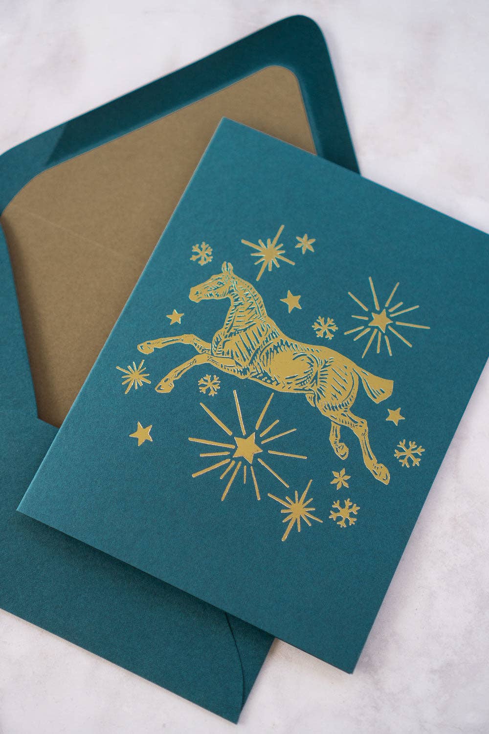 Horse, Stars & Snowflakes Foil Stamped Cards, Set of 8