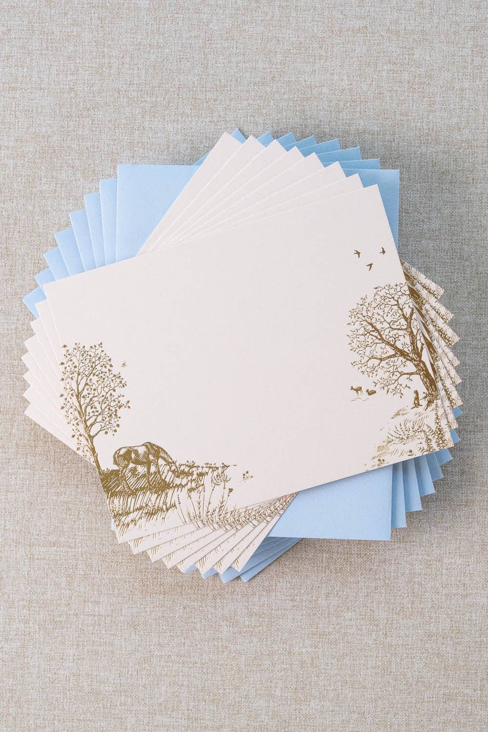 "Countryside Seasons: Summer" Horse, Deer and Birds Foil Stamped Set of 8 Correspondence Cards