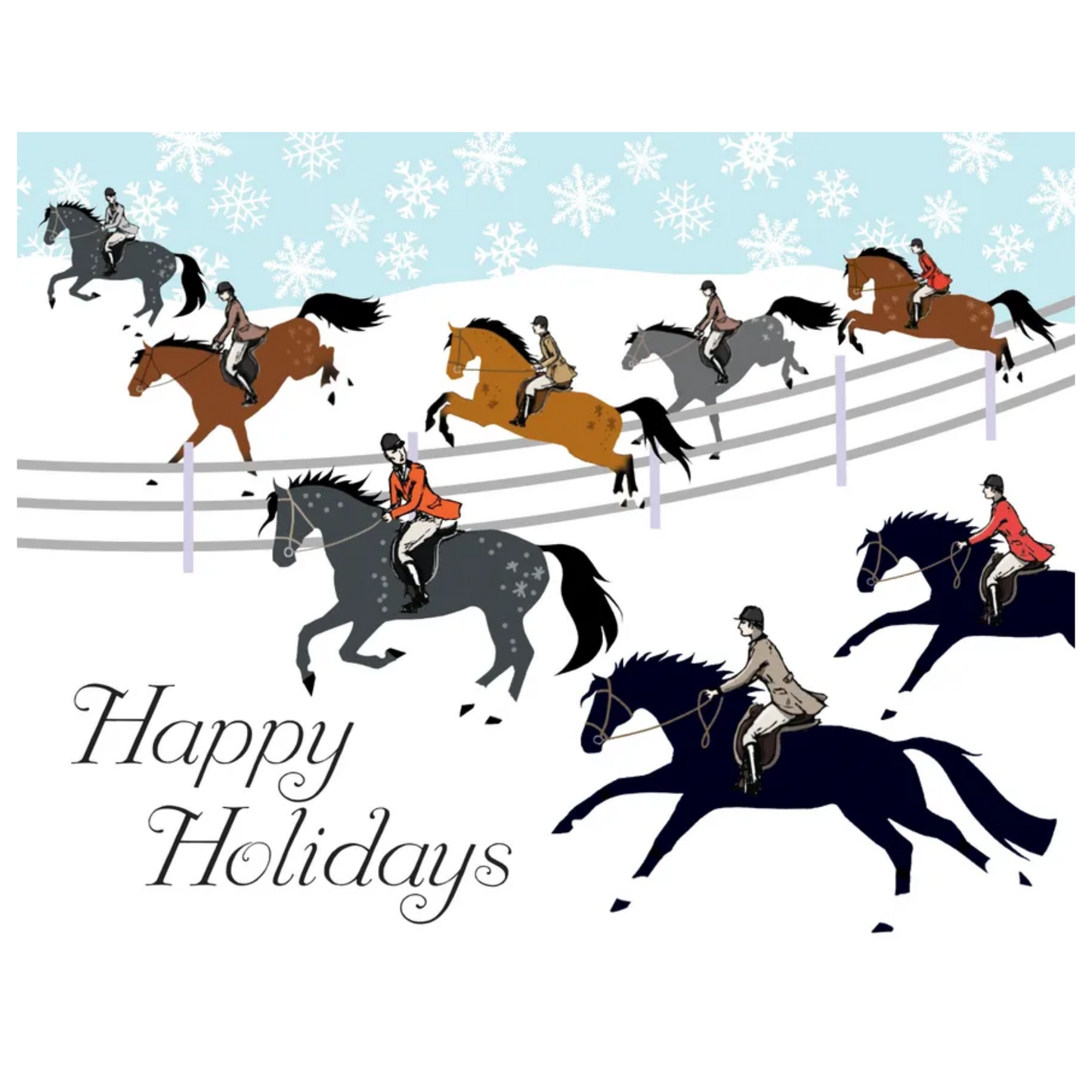 Horse Hollow Press Fox Hunt Happy Holiday Card