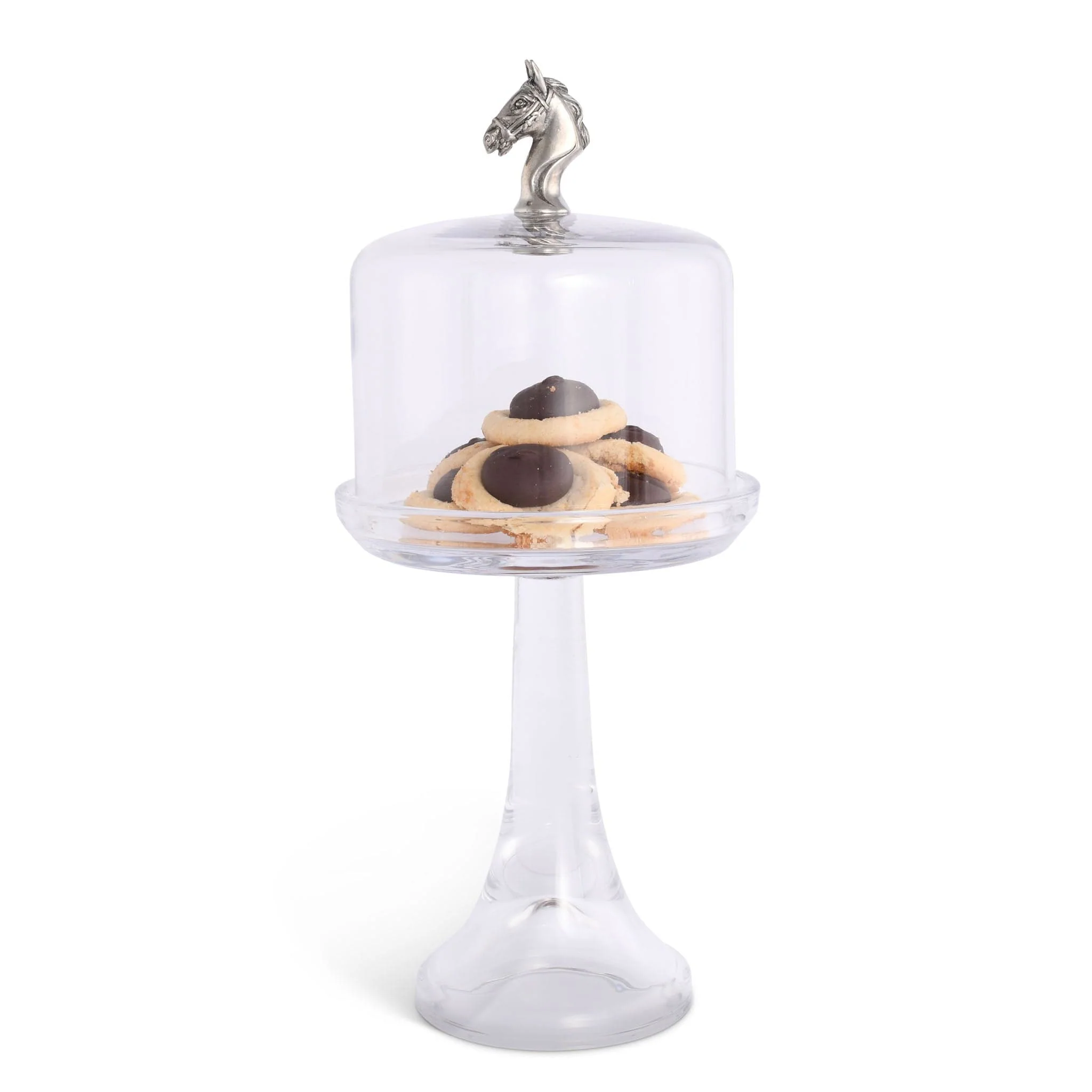 Handblown Glass Cake Stand with Pewter Knob - Thumbnail 5