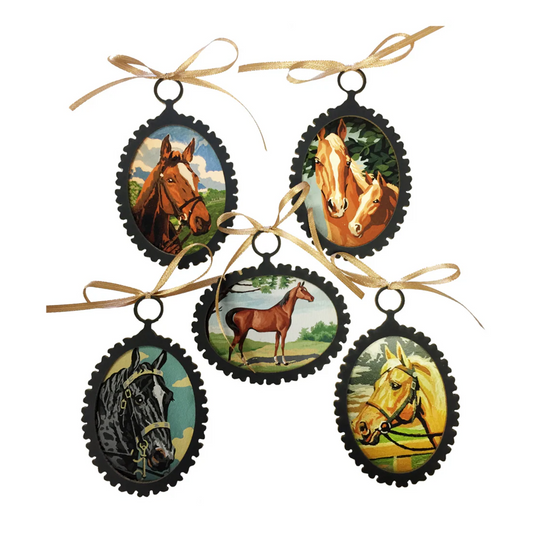 5 Paint-By-Number Style Horse Ornaments