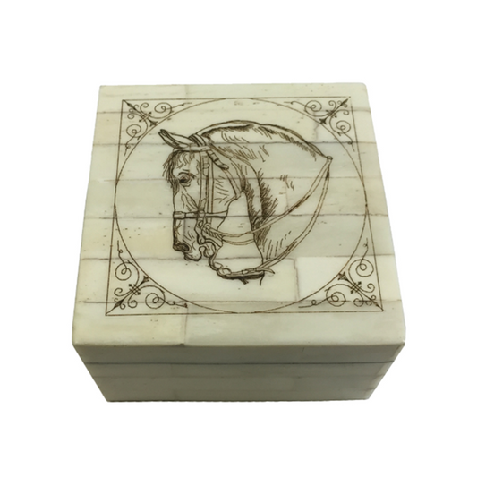 Horse Head Scrimshaw Bone Box