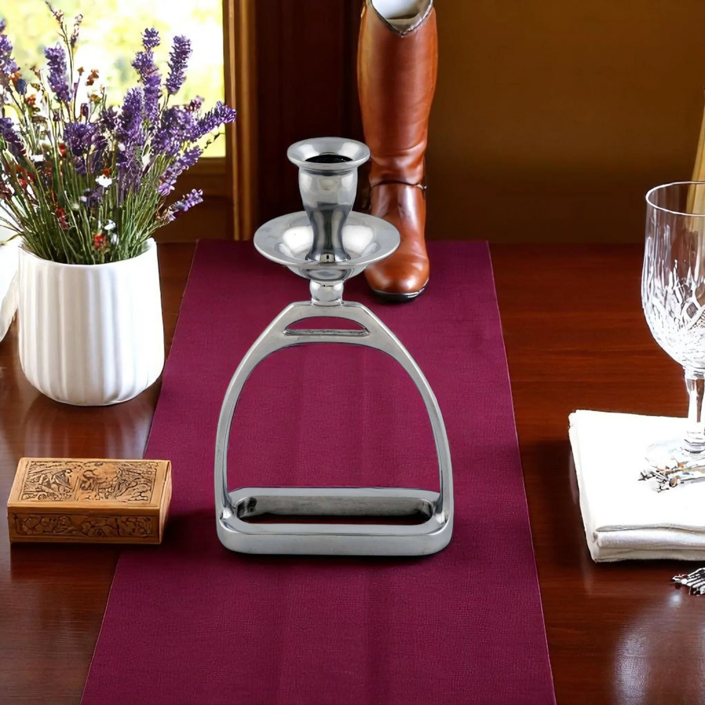 Arthur Court Equestrian Stirrup Candlestick