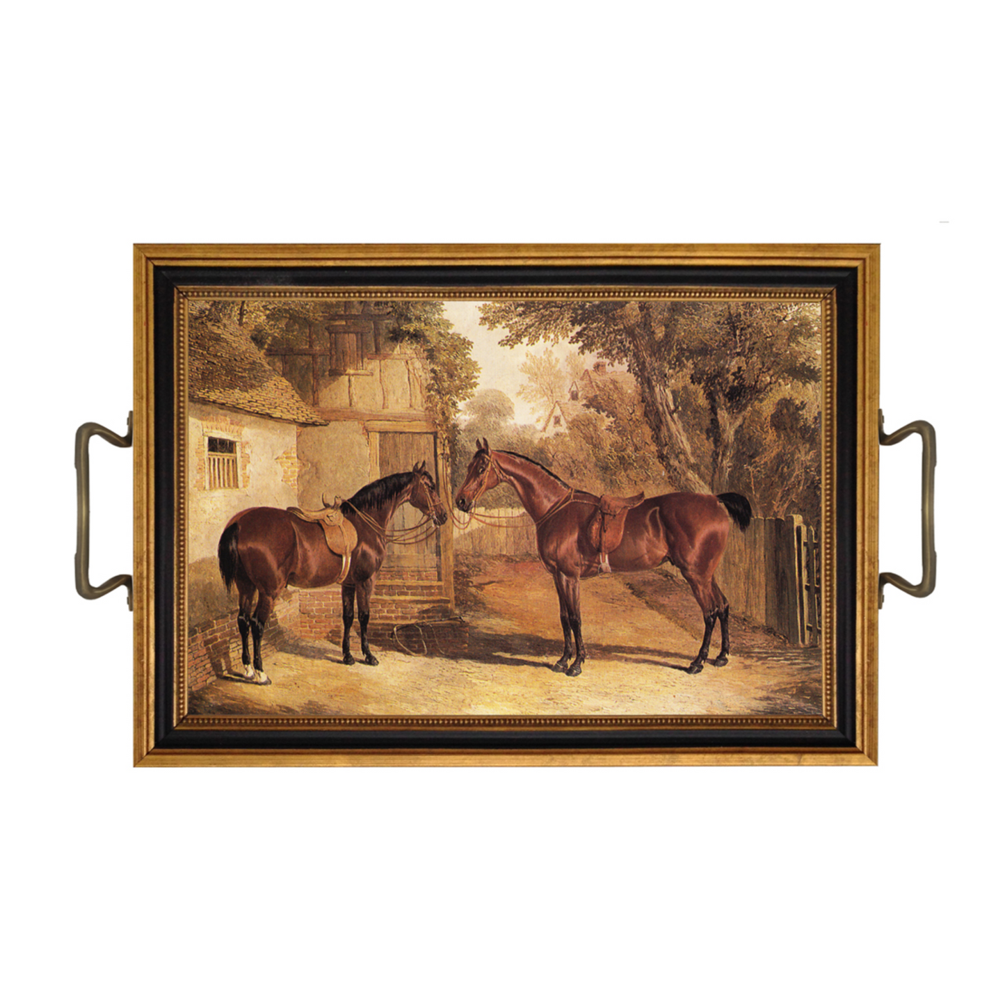Saddled Horse Tray with Brass Handles