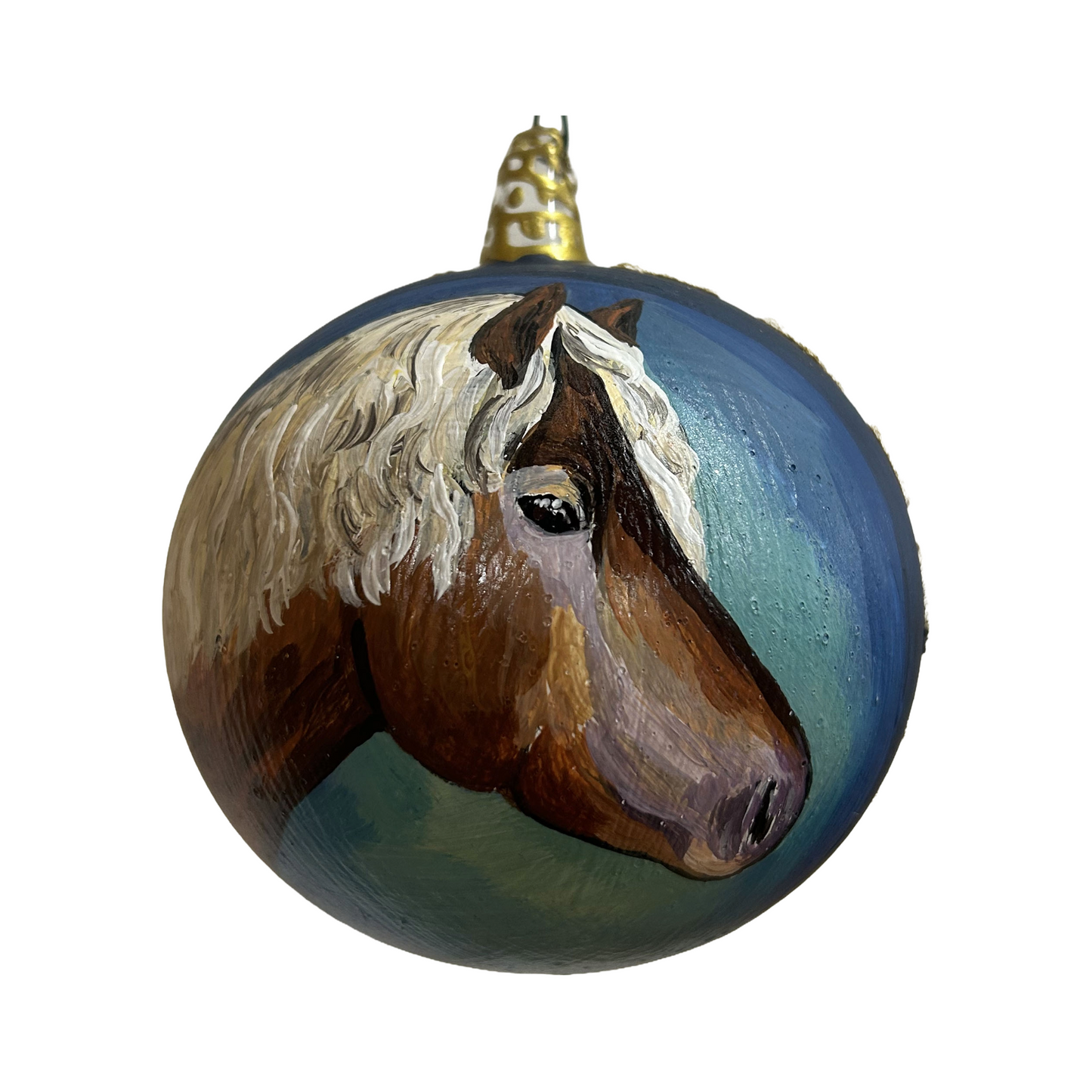 Hand Painted Viennese Halflinger Glass Ornament