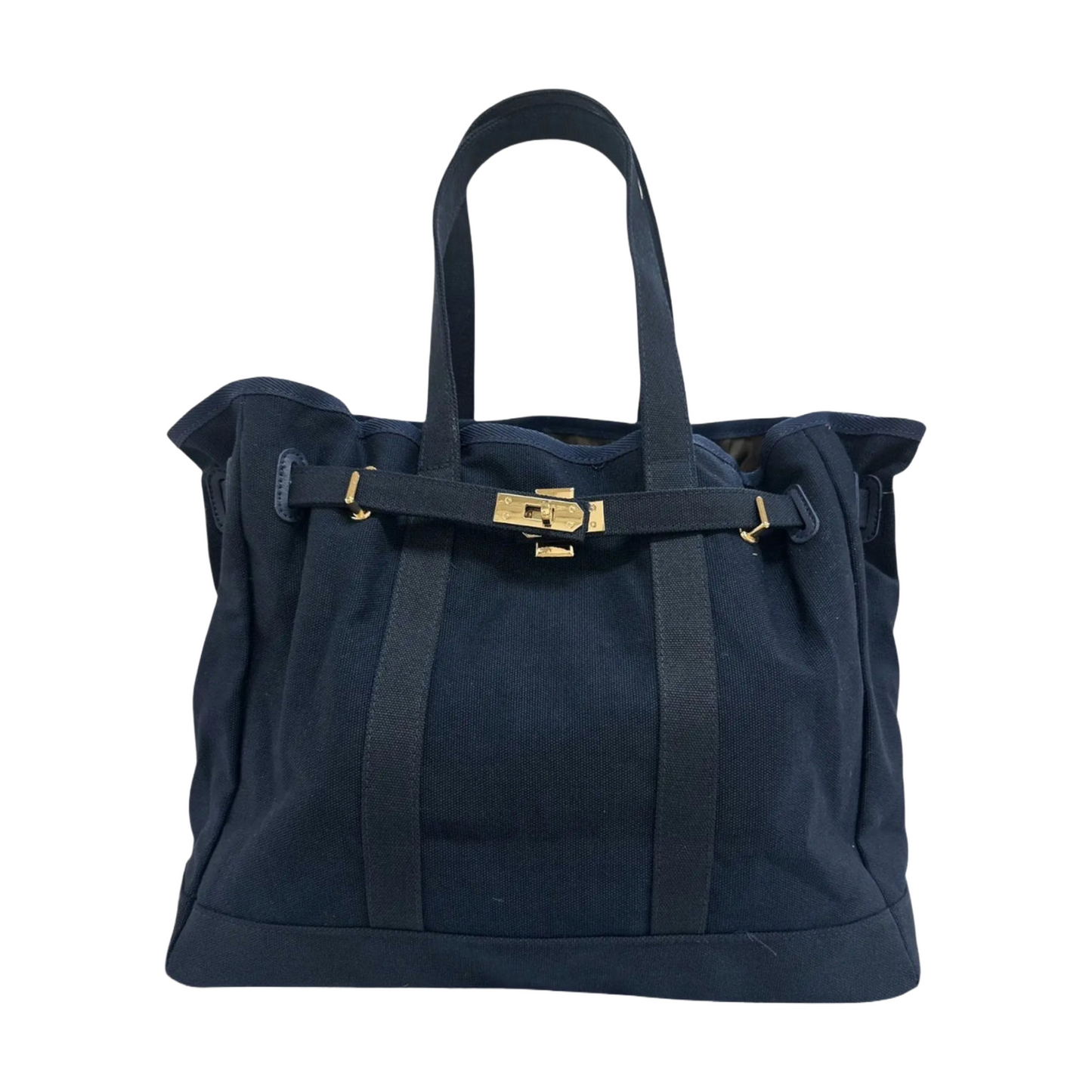 Barnkin Navy Canvas Tote Bag with Gold Hardware
