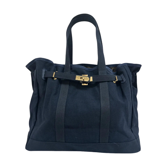 Barnkin Navy Canvas Tote Bag with Gold Hardware