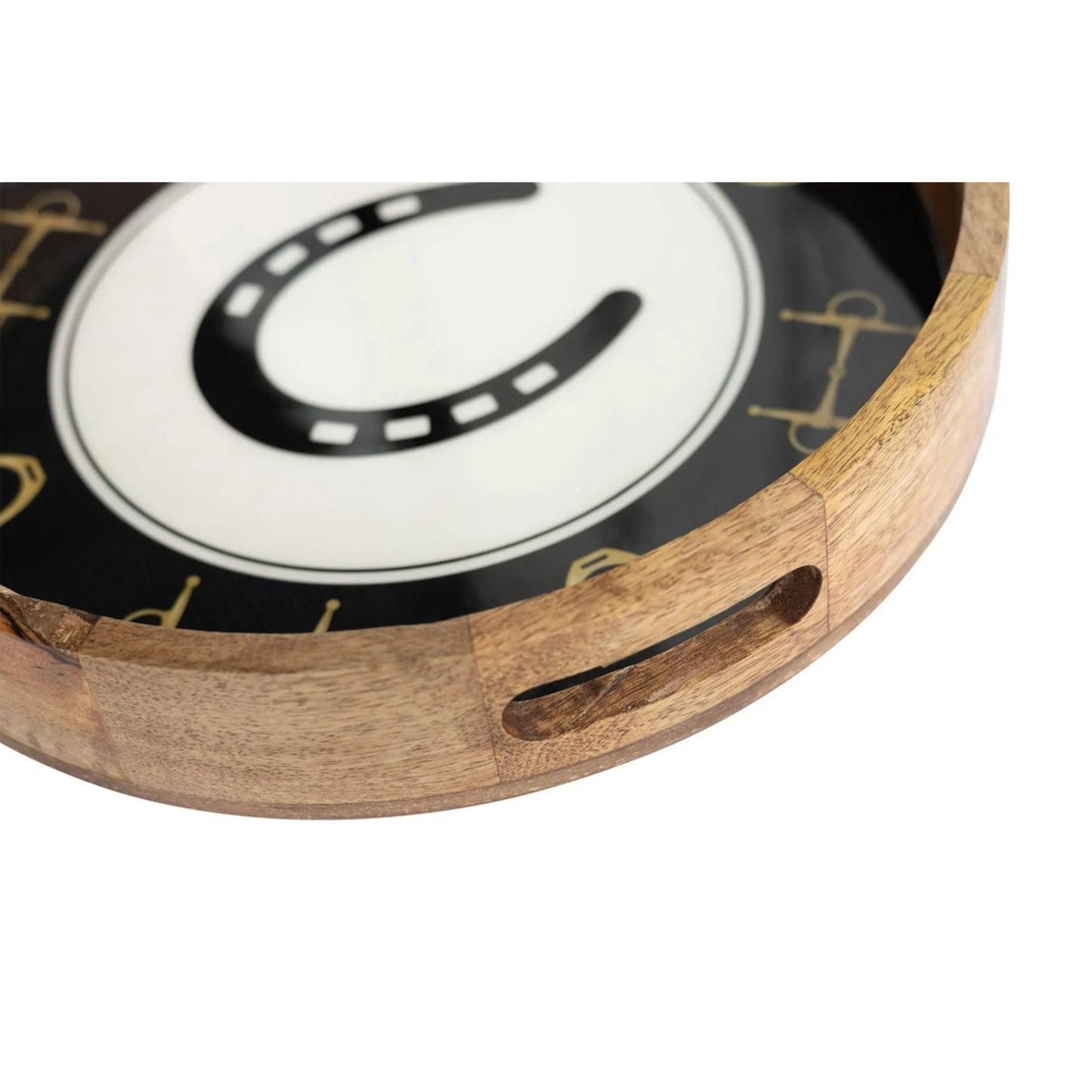 Horsehoe and Bit Round Wooden Tray