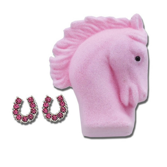 AWST Rhinestone Horseshoe Earrings With Horse Head Gift Box