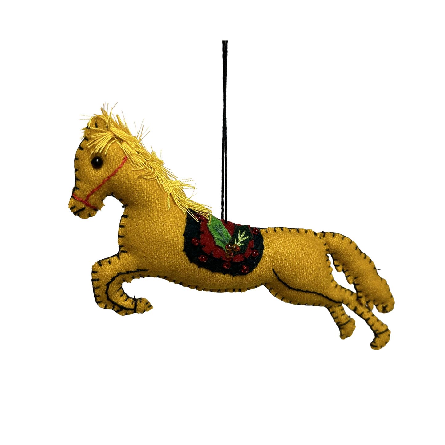 Fabric Galloping Yellow Horse Ornament
