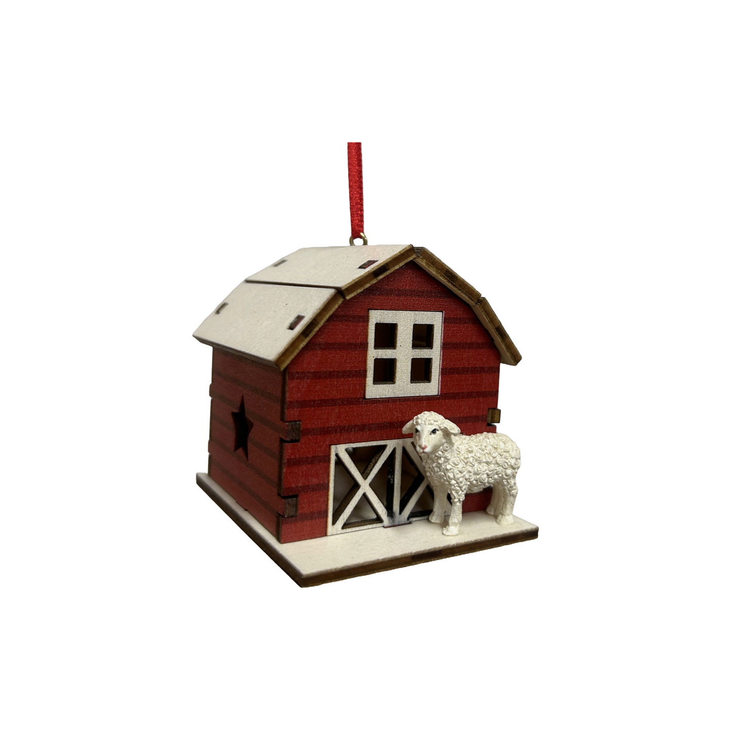 Red Wood Barn Ornament