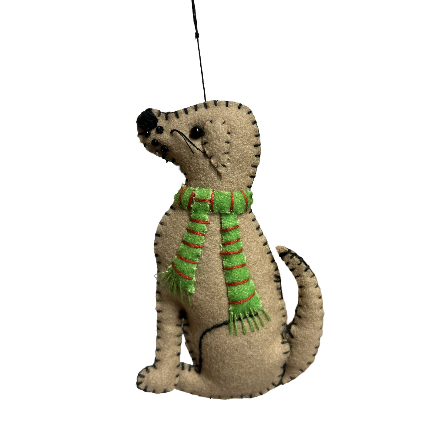 Dog with Green Scarf Ornament