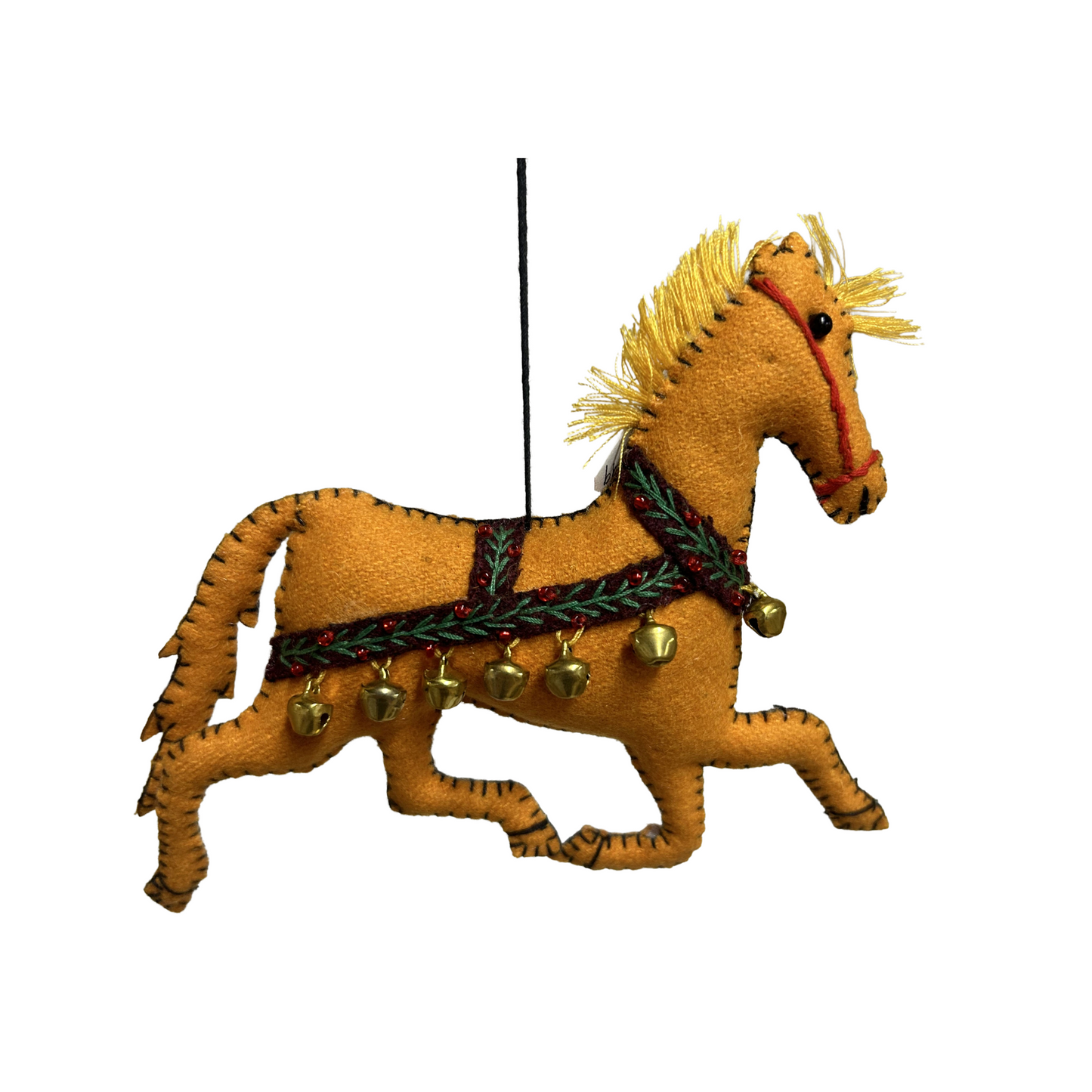 Soft Yellow Horse with Bells Ornament