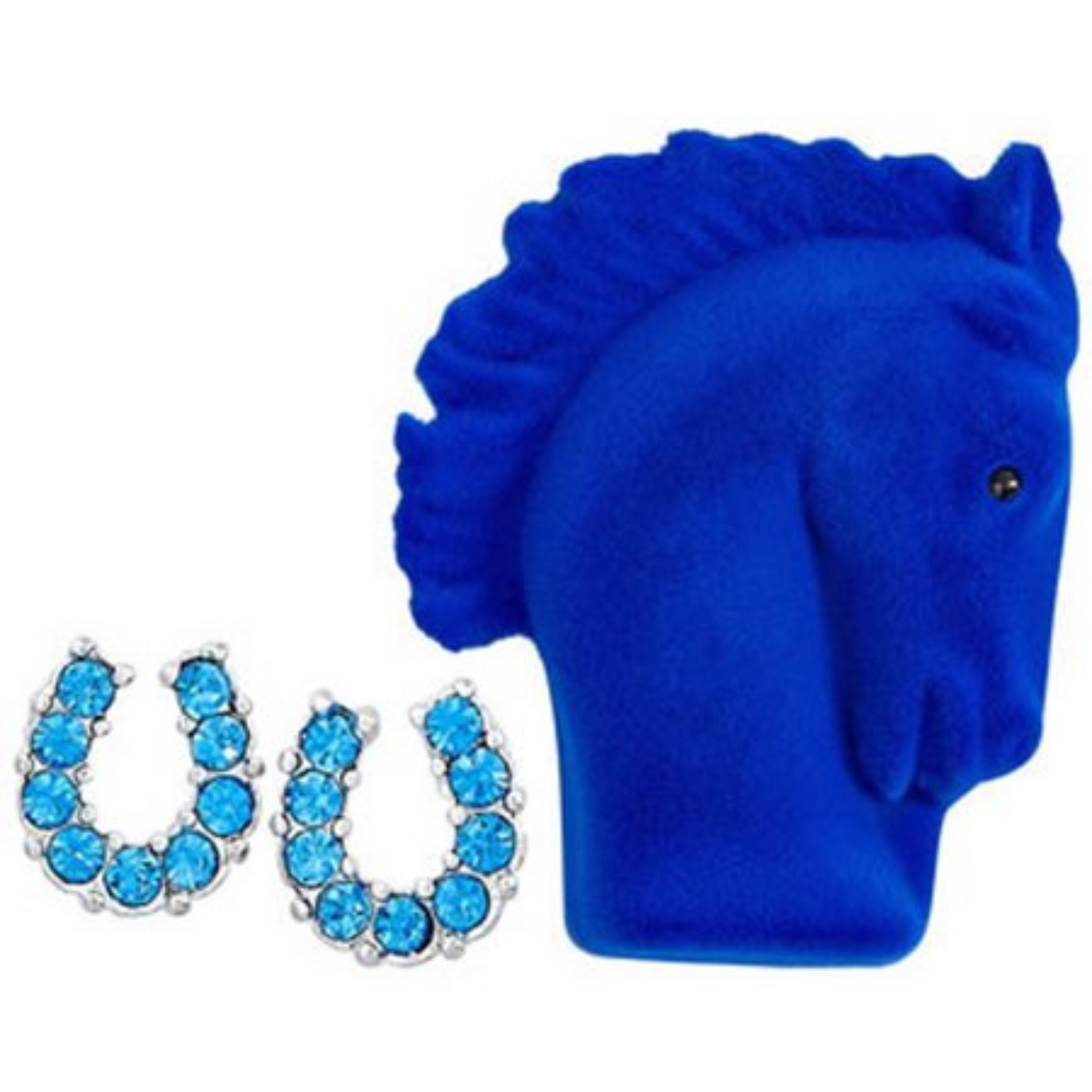 AWST Rhinestone Horseshoe Earrings With Horse Head Gift Box