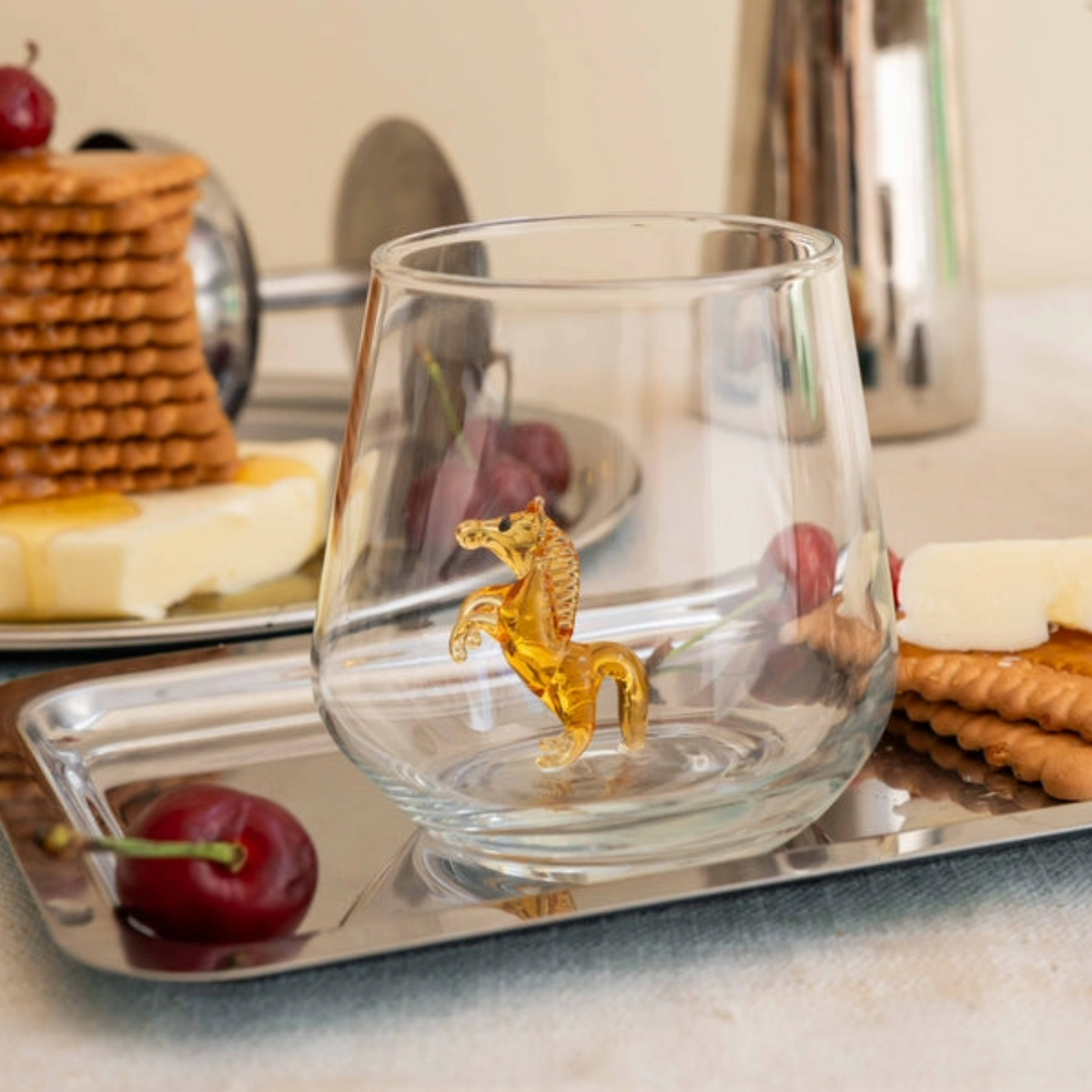 Mixed Color Wine Pony Stemless Wine Glasses - Set of Four