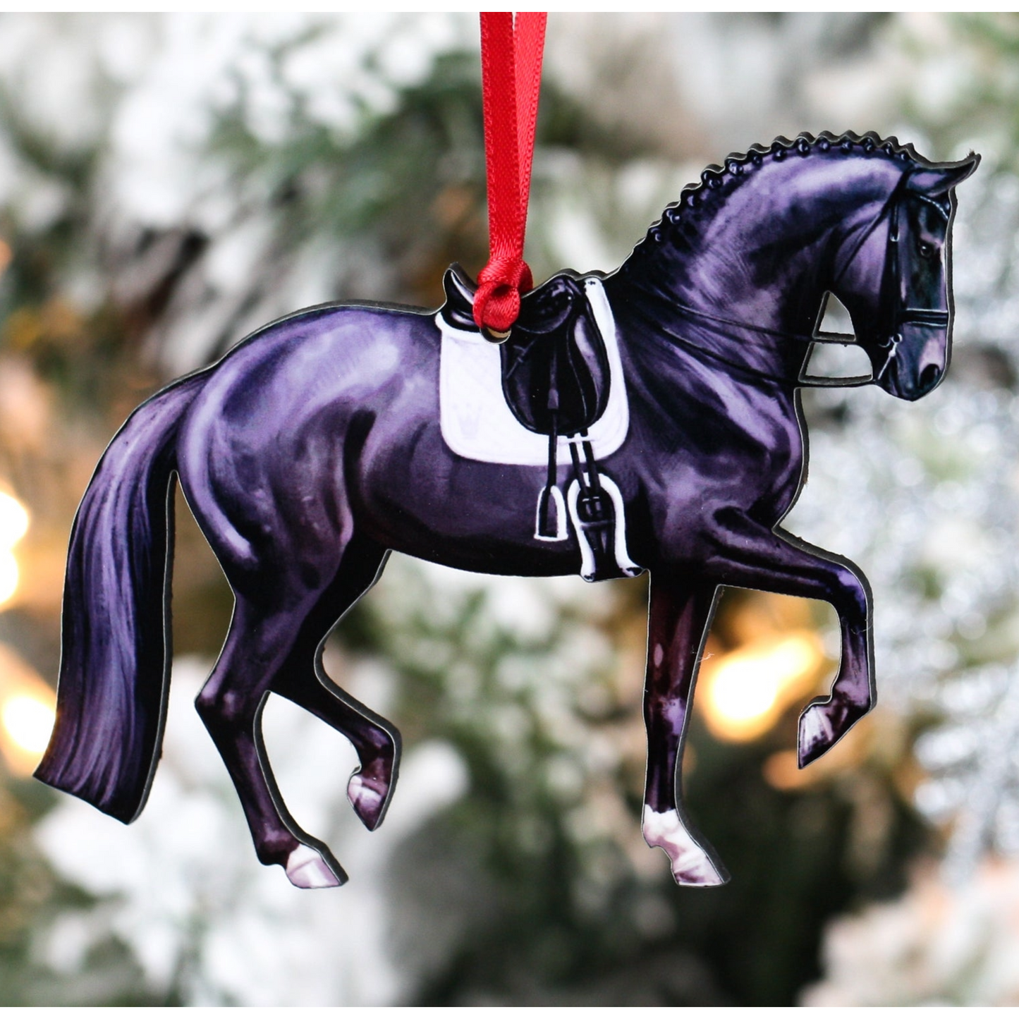Black Dressage Horse Ornament