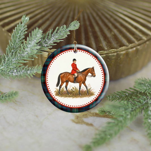 English Equestrian Horse Ceramic Christmas Ornament