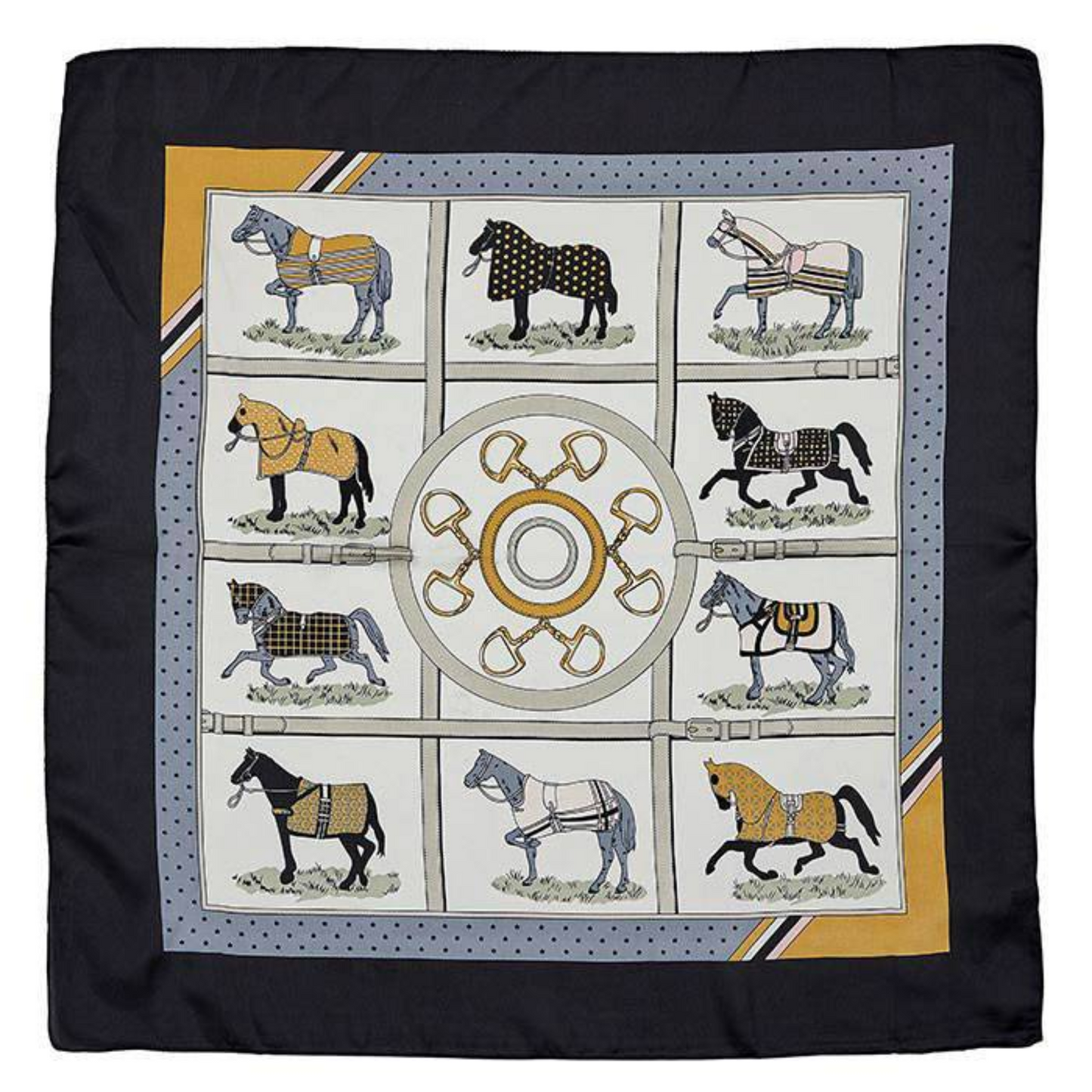 AWST Horses in Blankets Satin Scarf