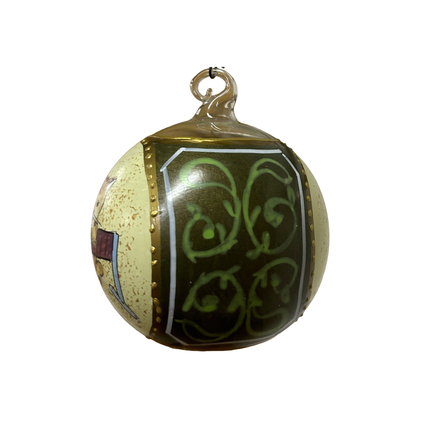 Hand Painted Viennese Double Sided Cat Glass Ornament