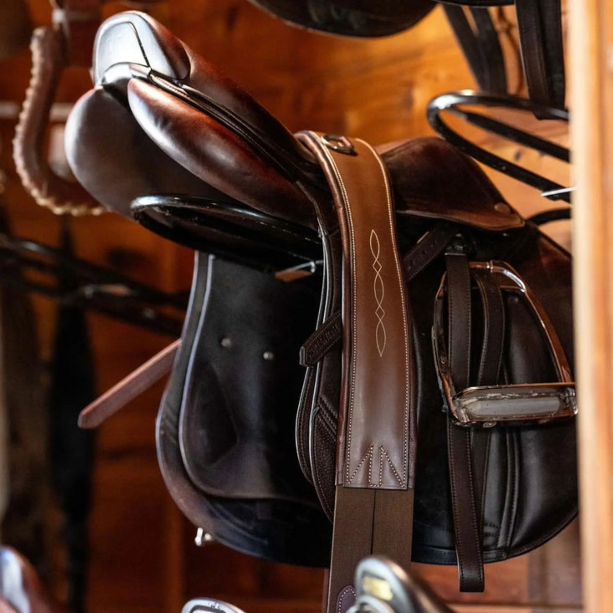 Huntley Fancy Stitched Padded Leather Girth