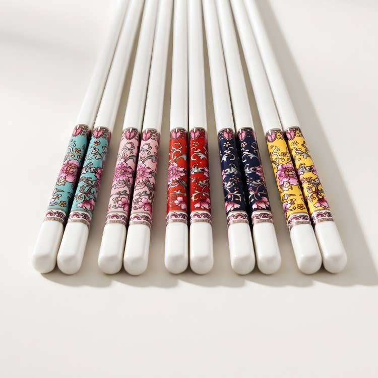 Floral Bone China Chopsticks Set of 5