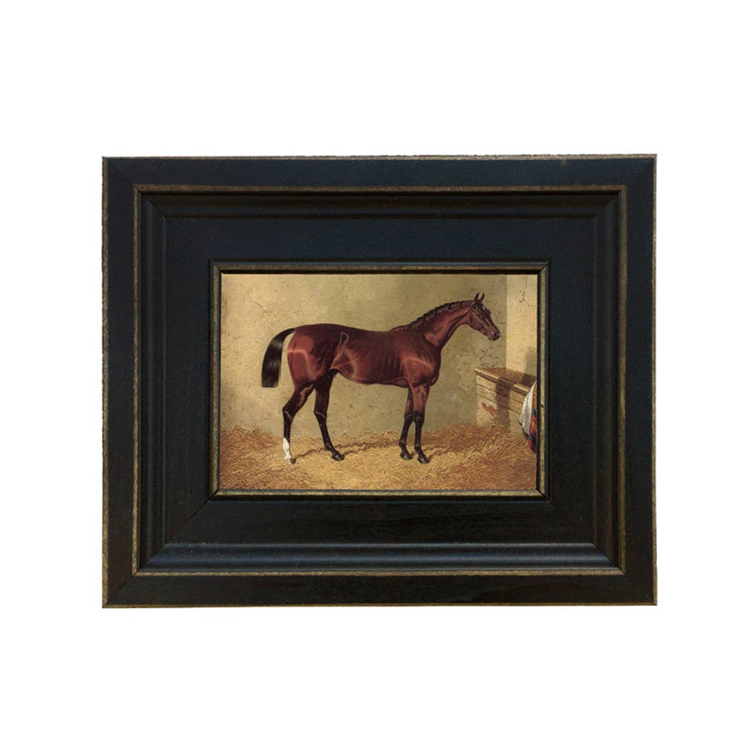 Bay Colt in Stable Vintage Painting Print on Canvas