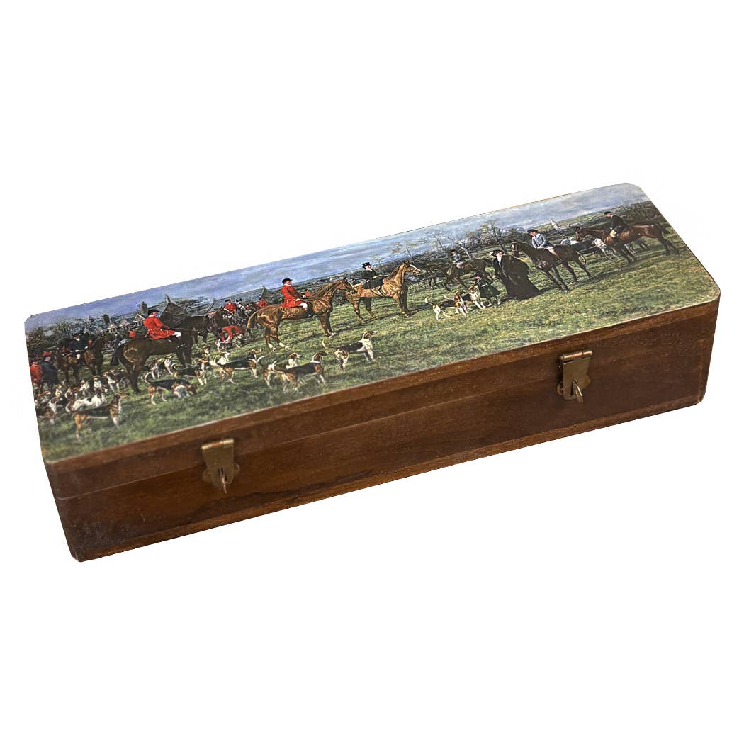 Equestrian Fox Hunt Wood Writing Box | Desk essentials