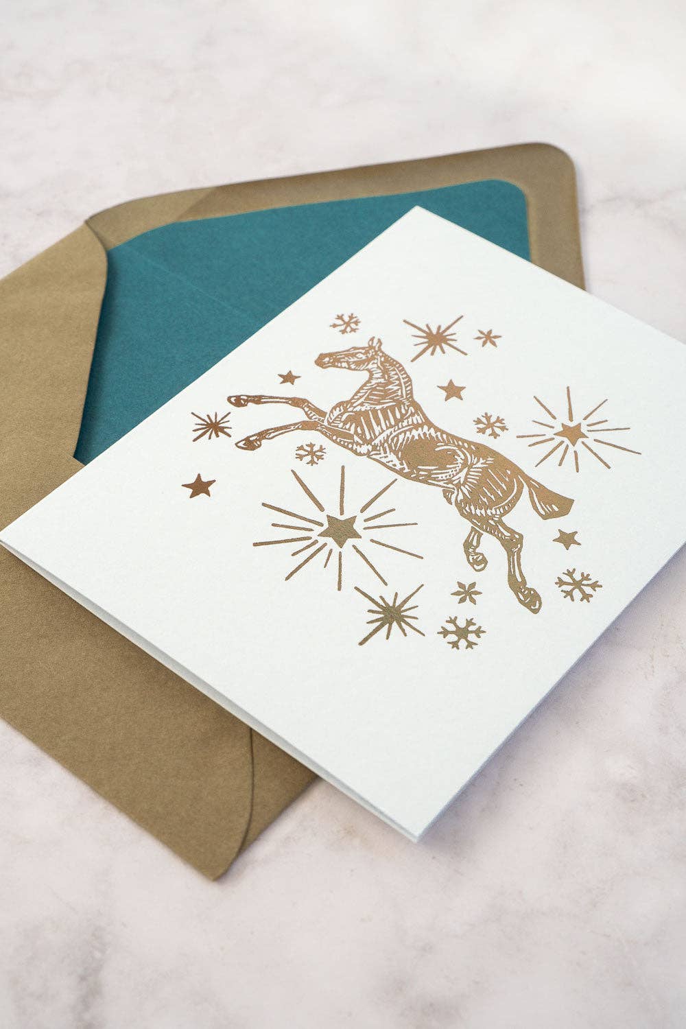 Horse, Stars & Snowflakes Foil Stamped Cards, Set of 8