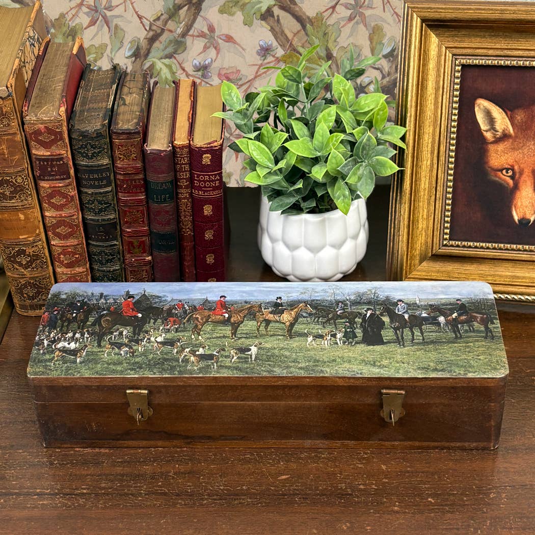 Equestrian Fox Hunt Wood Writing Box | Desk essentials