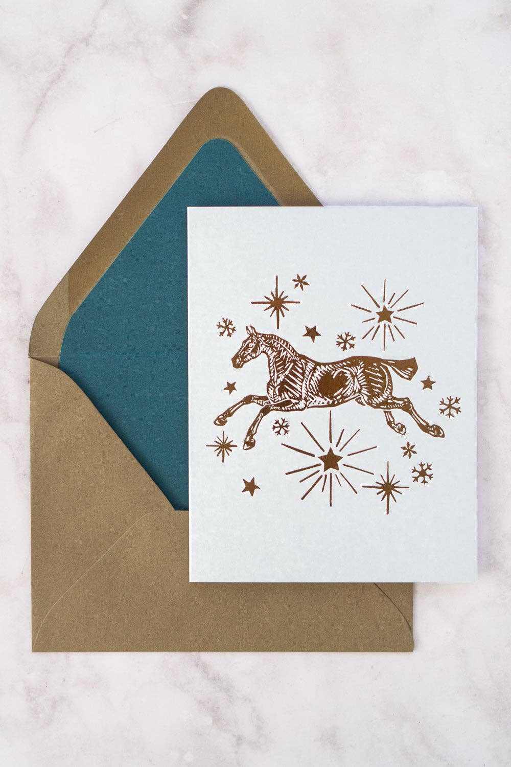 Horse, Stars & Snowflakes Foil Stamped Cards, Set of 8