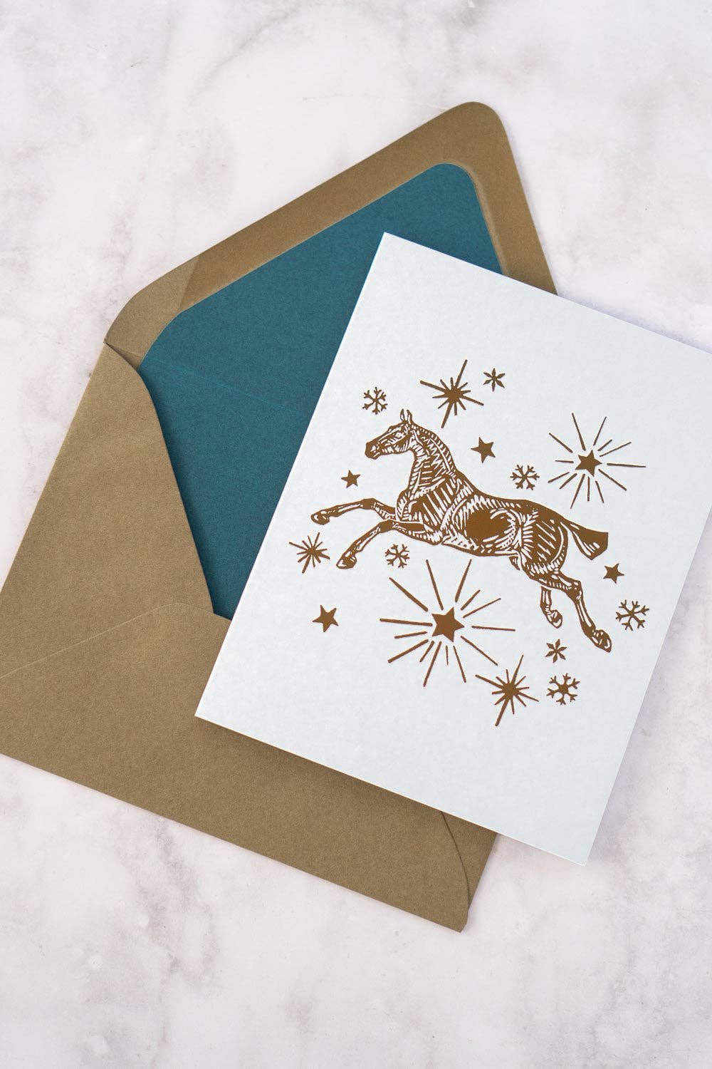 Horse, Stars & Snowflakes Foil Stamped Cards, Set of 8