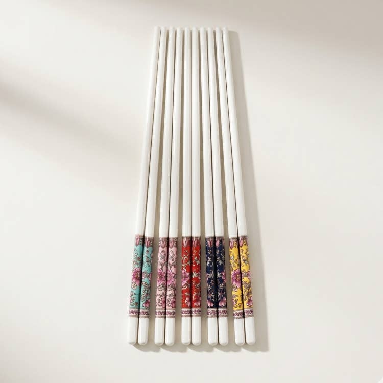 Floral Bone China Chopsticks Set of 5