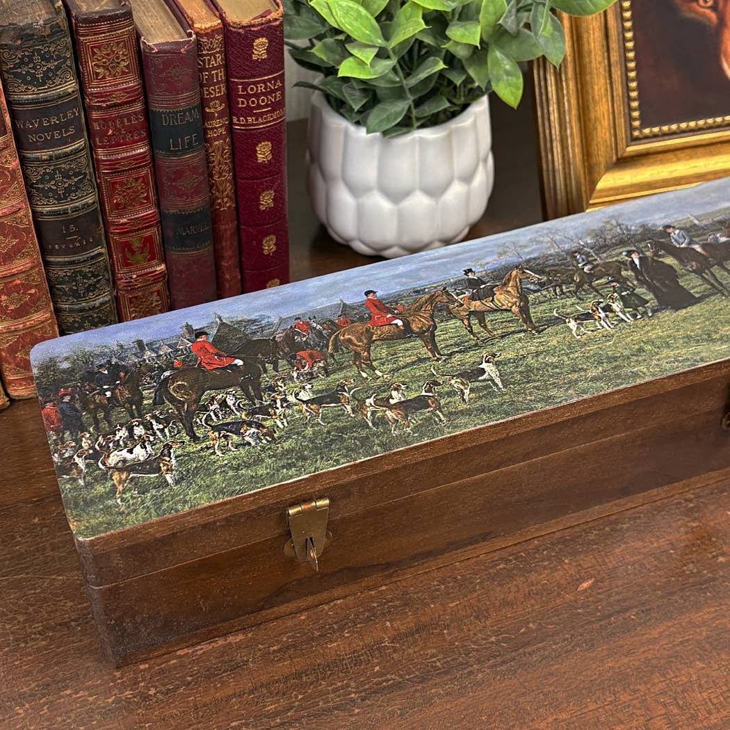 Equestrian Fox Hunt Wood Writing Box | Desk essentials