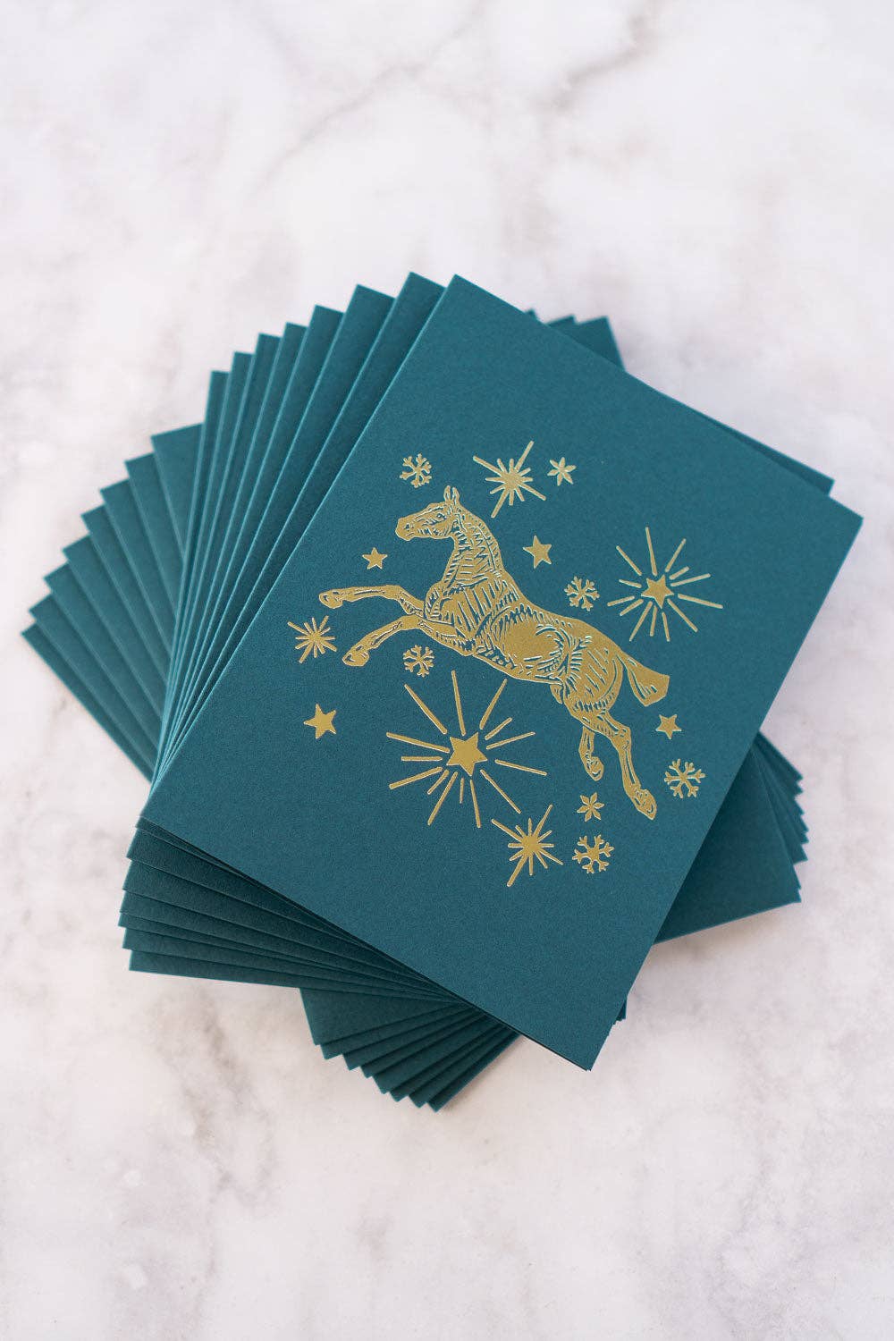 Horse, Stars & Snowflakes Foil Stamped Cards, Set of 8